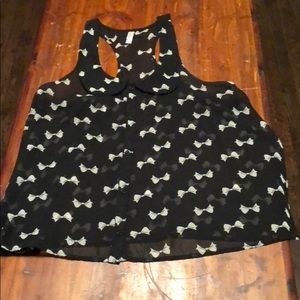 Sheer black tank with bow print